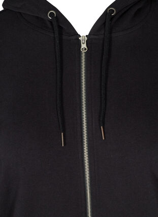 Cotton sweat cardigan with a hood, Black, Packshot image number 2