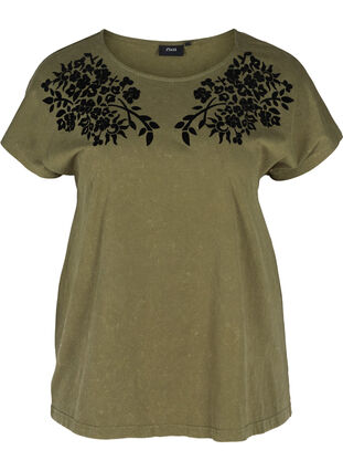 Printed organic cotton t-shirt, Ivy Green, Packshot image number 0