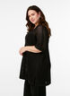 FLASH - Short-sleeved knitted blouse with v-neck, Black, Model image number 2