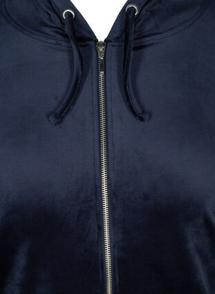 Velour cardigan with zip and hood, Navy Blazer, Packshot image number 2