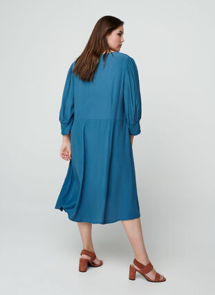 Viscose dress with 3/4 length sleeves, Real Teal, Model image number 1