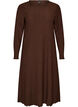 Midi dress with a wavy texture and long sleeves, Brown, Packshot image number 0