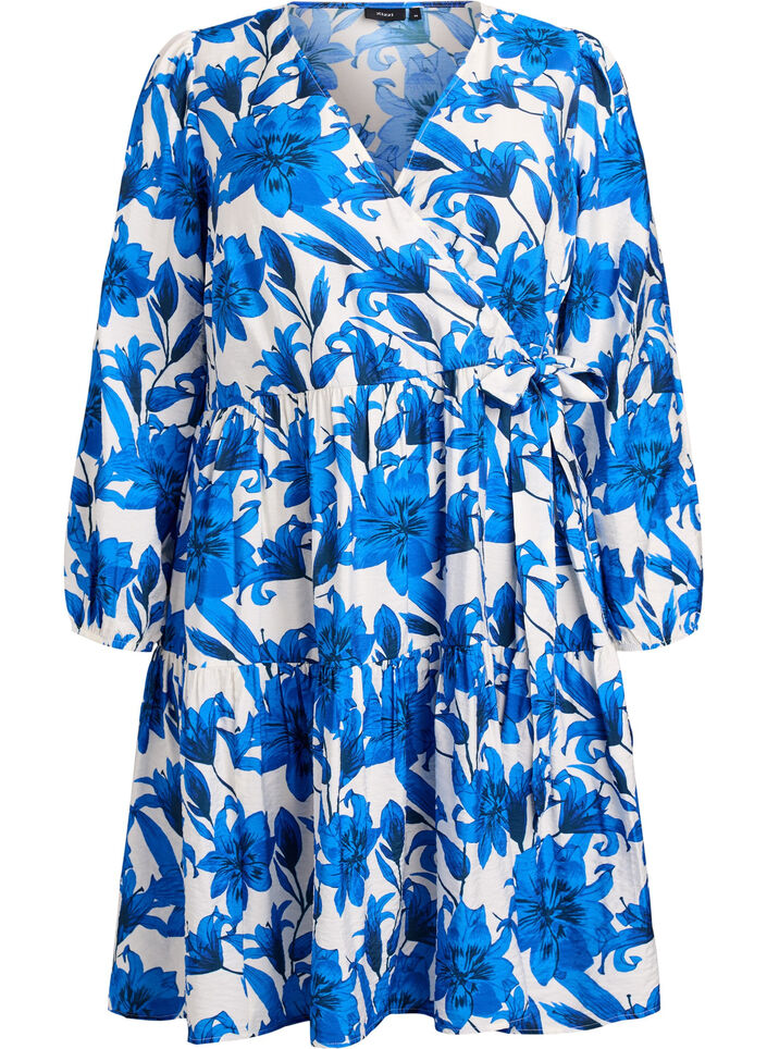 Floral wrap dress with tie belt, Vanilla, Packshot image number 0