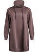 FLASH - Short sweatshirt dress with high collar and pockets, Brown, Packshot image number 0