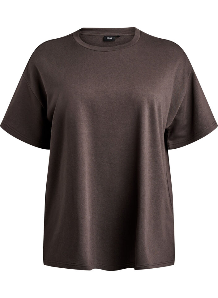 Oversized sweat T-shirt, Brown, Packshot image number 0