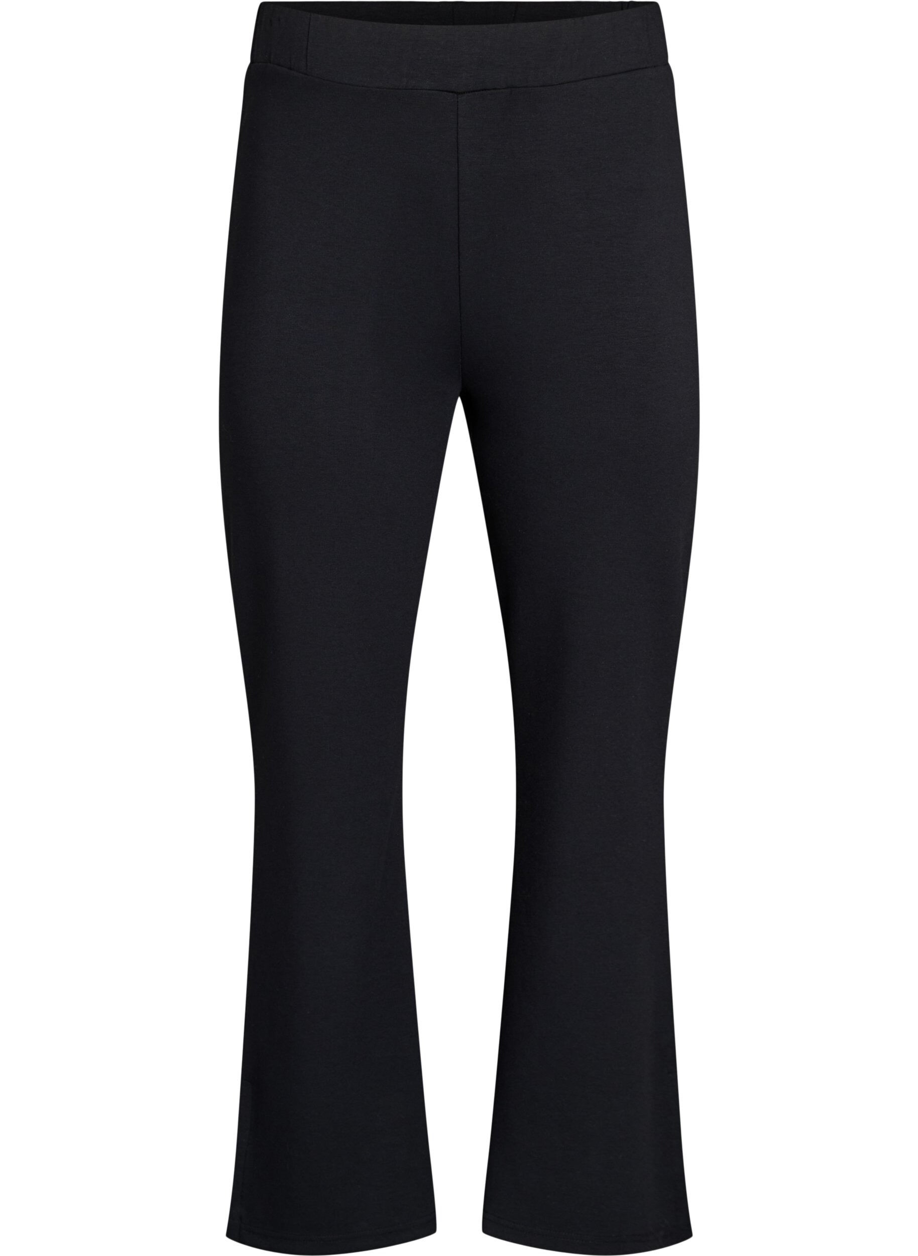 Flare jersey trousers with slits and high waist