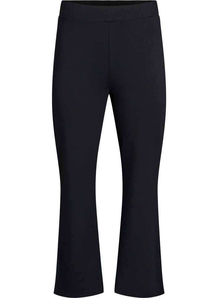 Flare jersey trousers with slits and high waist, Black, Packshot image number 0