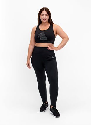 Training tights with fleece lining, Black, Model image number 2