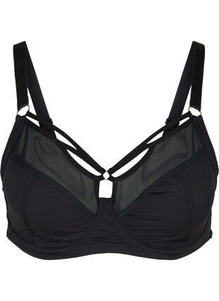 Figa underwired bra with mesh and straps, Black, Packshot image number 0