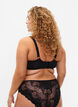 Padded bra with lace and string, Black, Model image number 1