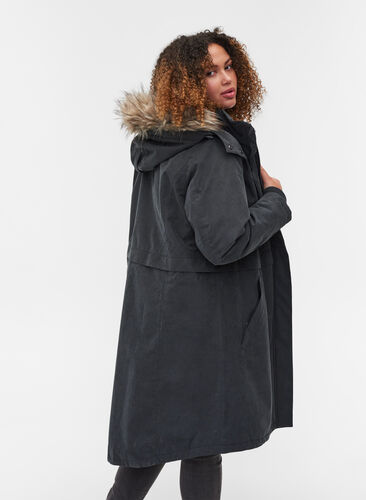 Waterproof winter jacket with removable hood, Grey as sample, Model image number 1