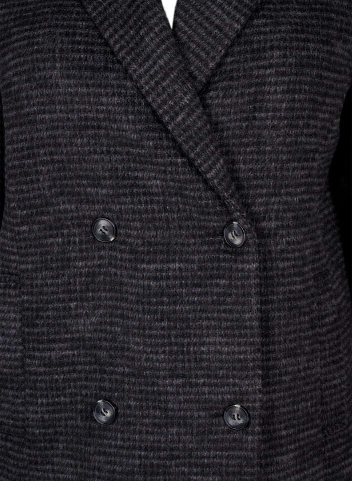 Checked wool coat with a brushed texture, Black Comb, Packshot image number 2