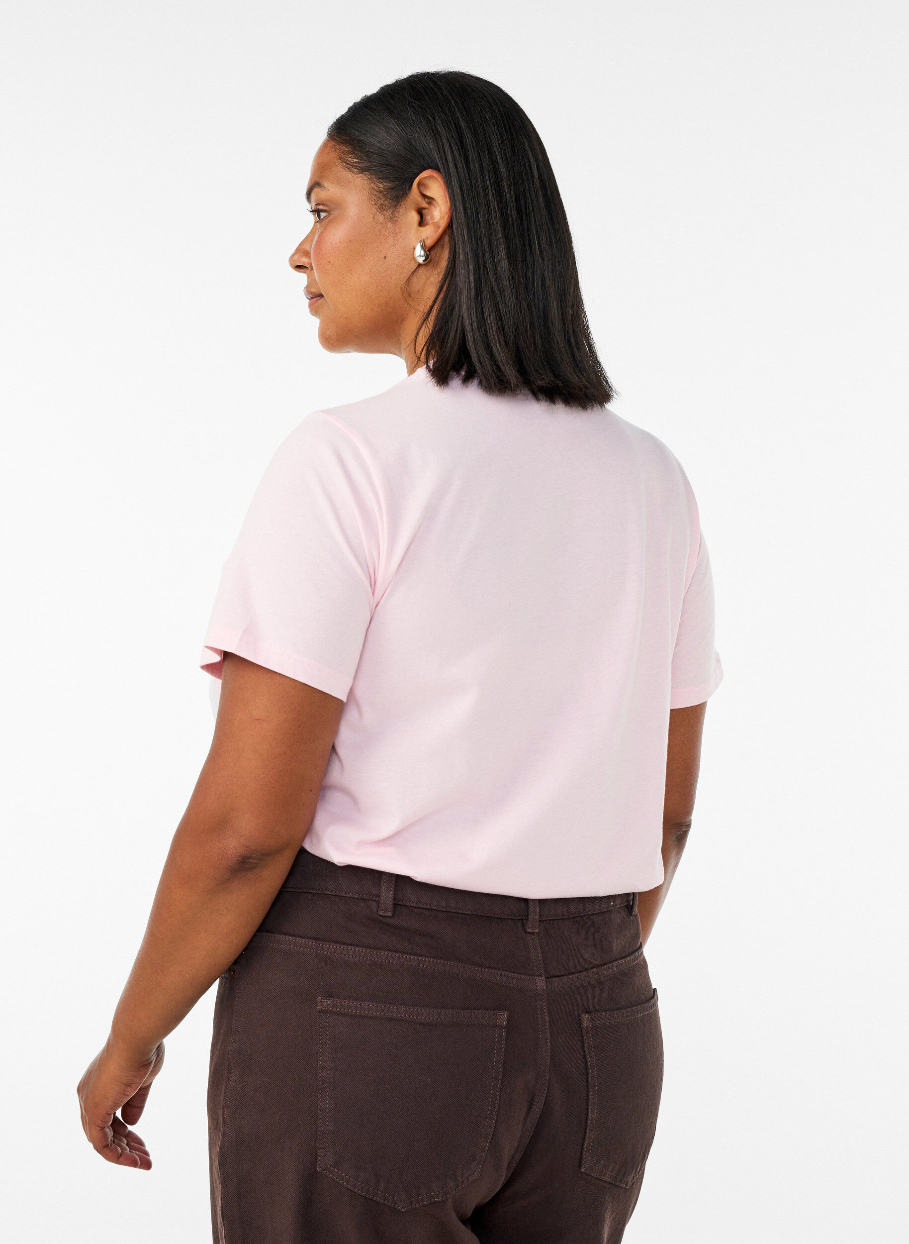 ZizzifashionOrganic cotton T-shirt with front print, Rose, Model image number 2