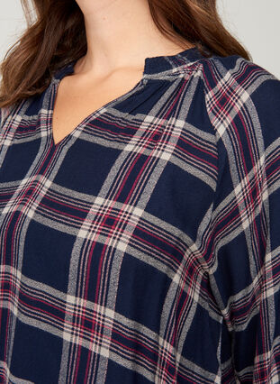 Checked viscose blouse, Check, Model image number 2