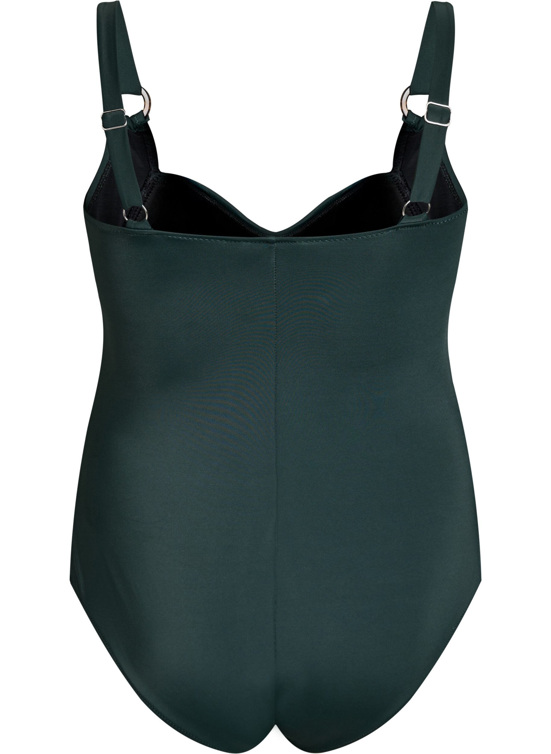 Zizzifashion Padded swimsuit with draping, Green, Packshot image number 1