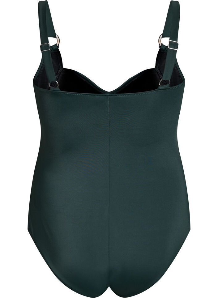 Padded swimsuit with draping, Green, Packshot image number 1
