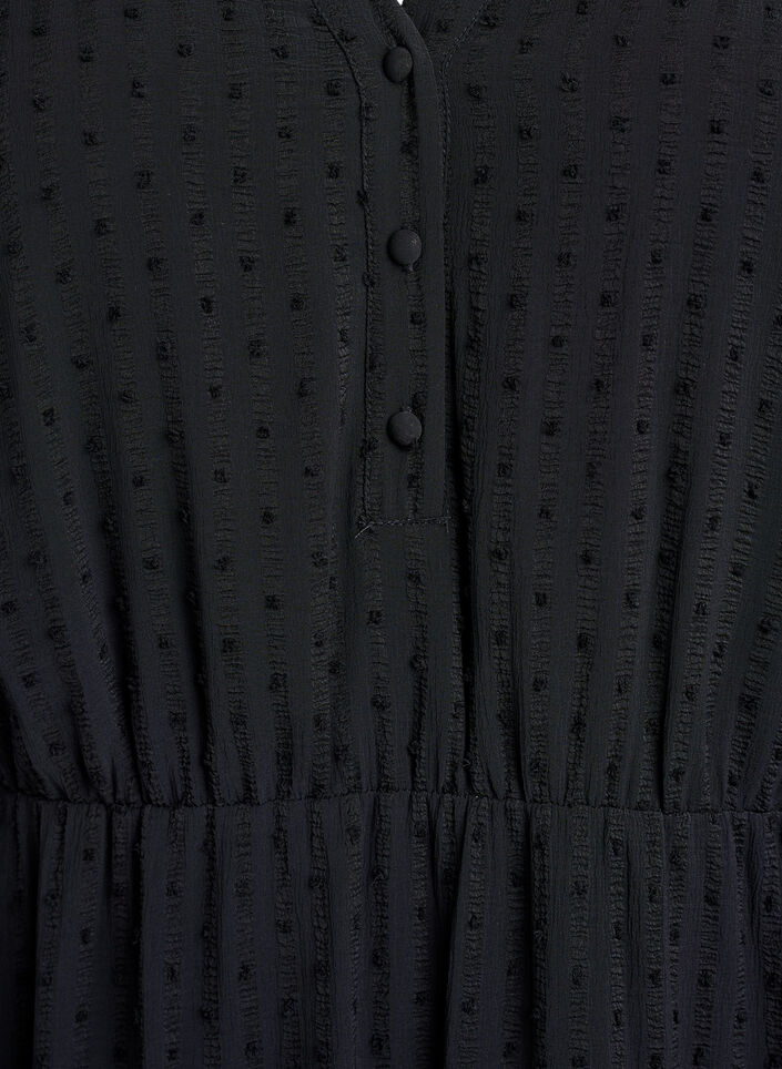 Short dress with tonal stripes and textured spots, Black, Packshot image number 2