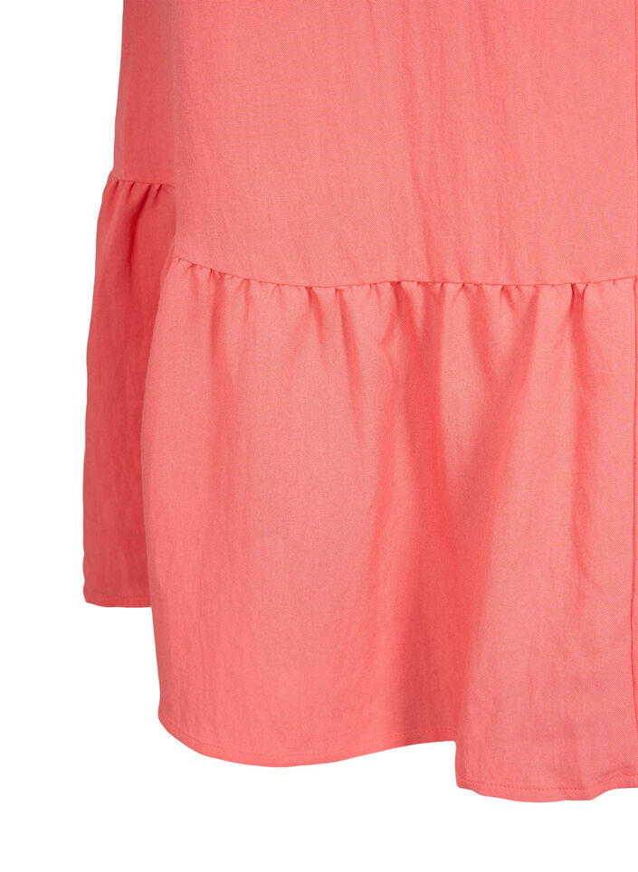 Short-sleeved viscose dress with v-neckline, Coral, Packshot image number 3
