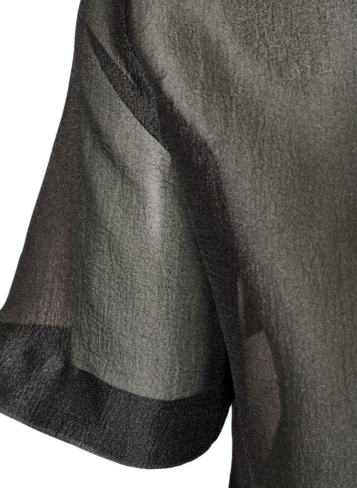 Sheer short-sleeved shirt with chest pockets, Black, Packshot image number 4