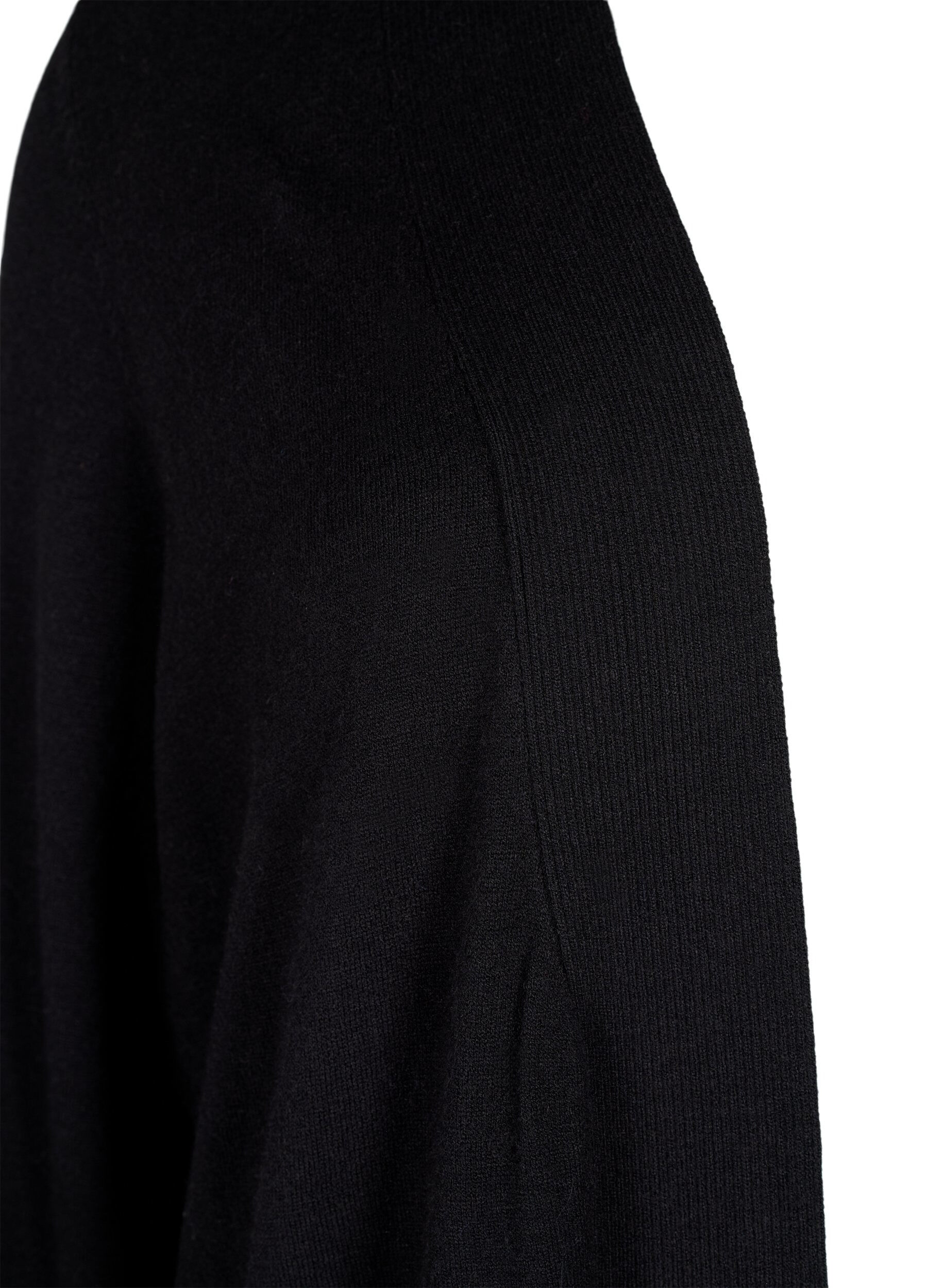 Zizzifashion Long knitted cardigan with pockets, Black, Packshot image number 2