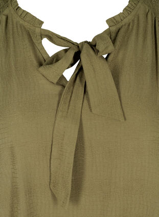 Viscose tunic with puff sleeves and a bow, Green ASS, Packshot image number 2