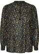 Blouse with all-over print and short button placket, Black, Packshot image number 0