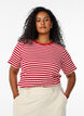Striped T-shirt with ribbed texture, Red, Model image number 0
