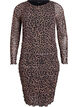 Short mesh dress with leopard print, Brown, Packshot image number 0