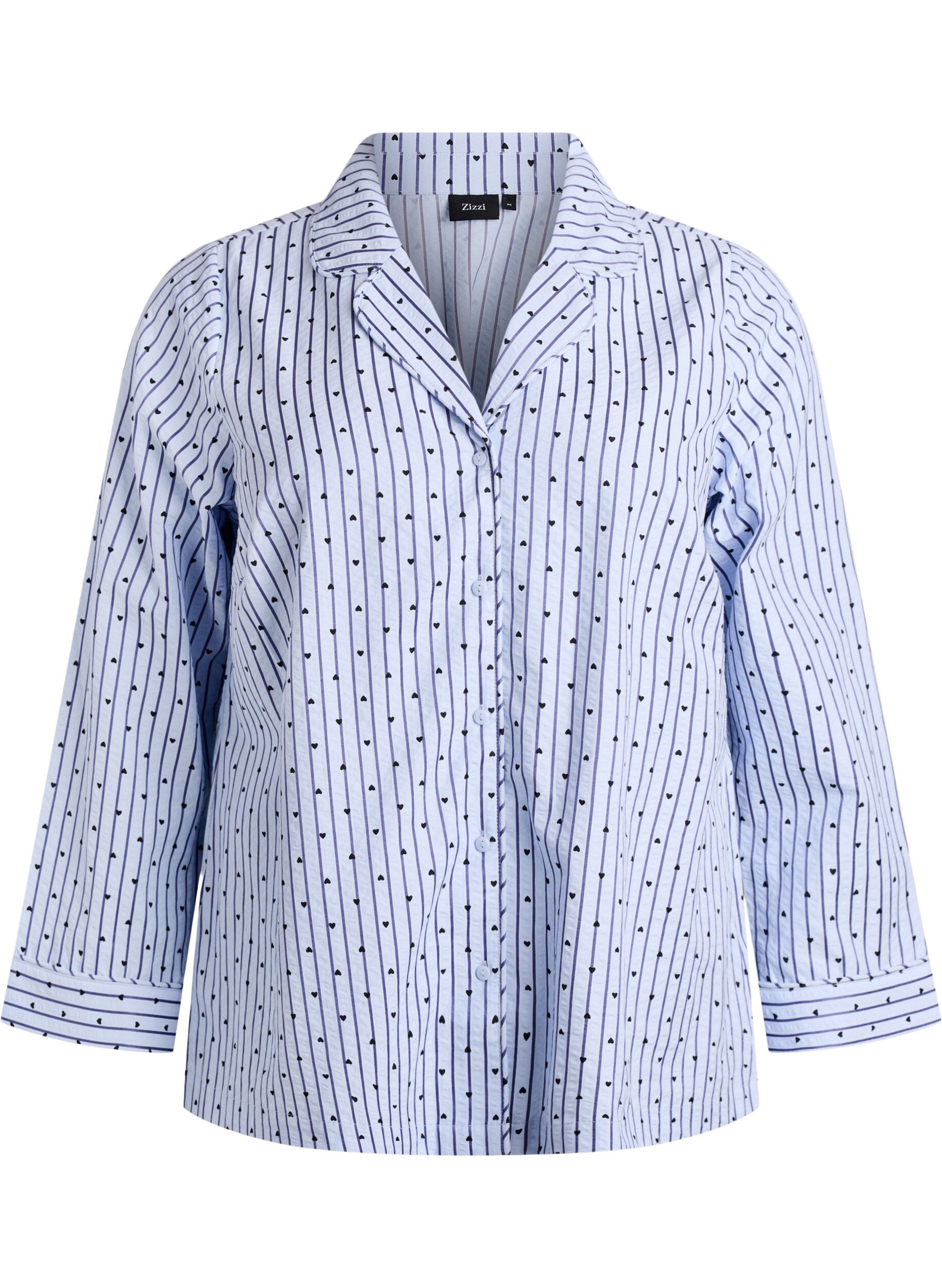 Seersucker pyjama shirt with long sleeves
