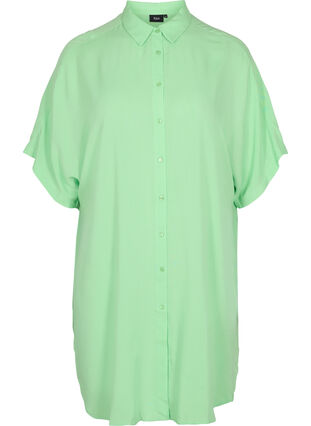 Long viscose shirt with 2/4 sleeves, Summer Green, Packshot image number 0