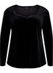 Velour top with long sleeves, Black, Packshot image number 0