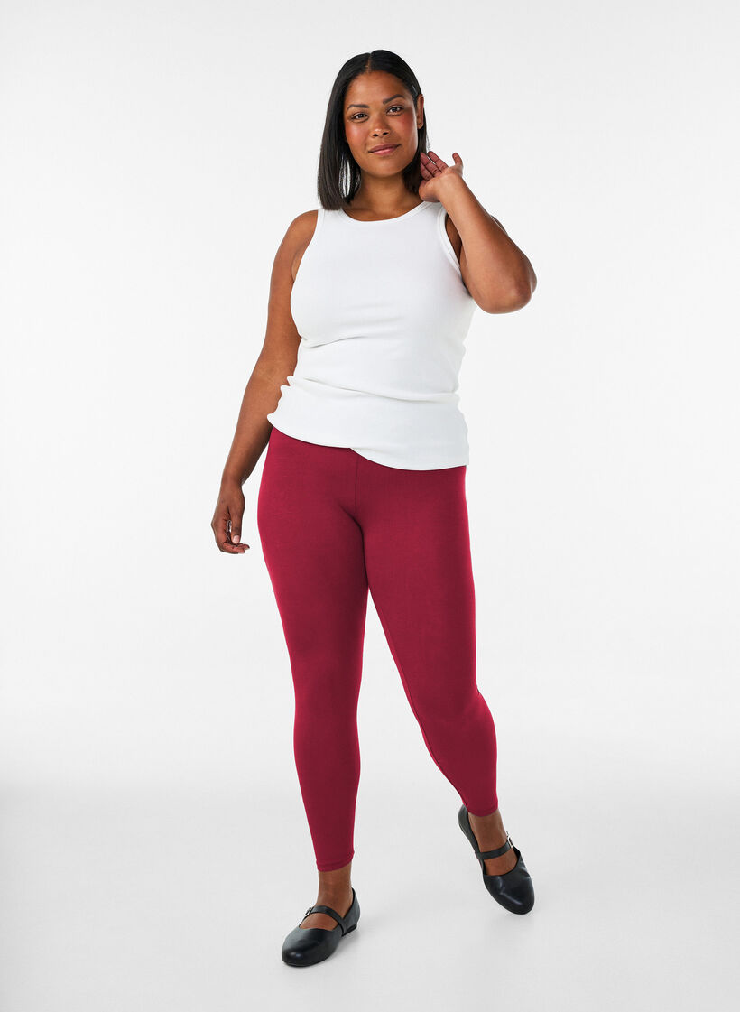 Basic viscose leggings, Red, Model image number 1