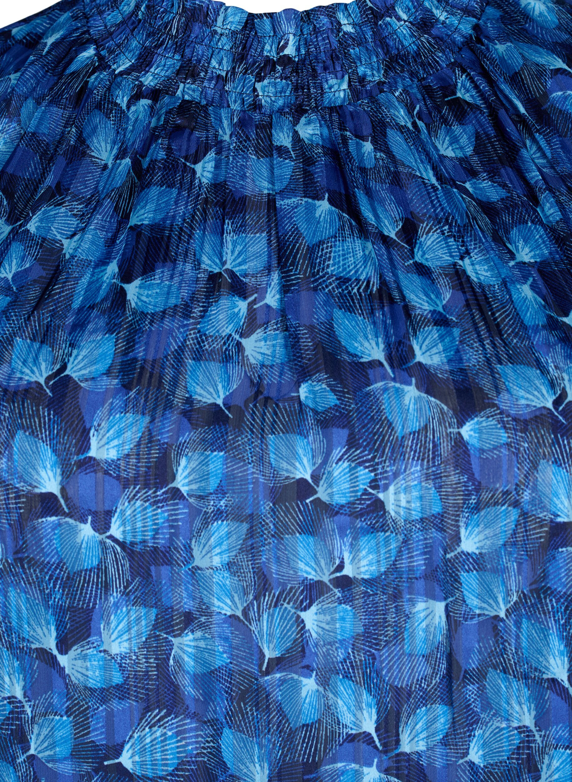 Zizzifashion Short-sleeved smock blouse with print, Navy Blazer Leaf AOP, Packshot image number 2