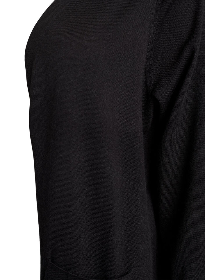 Long, open cardigan with pockets, Black, Packshot image number 2