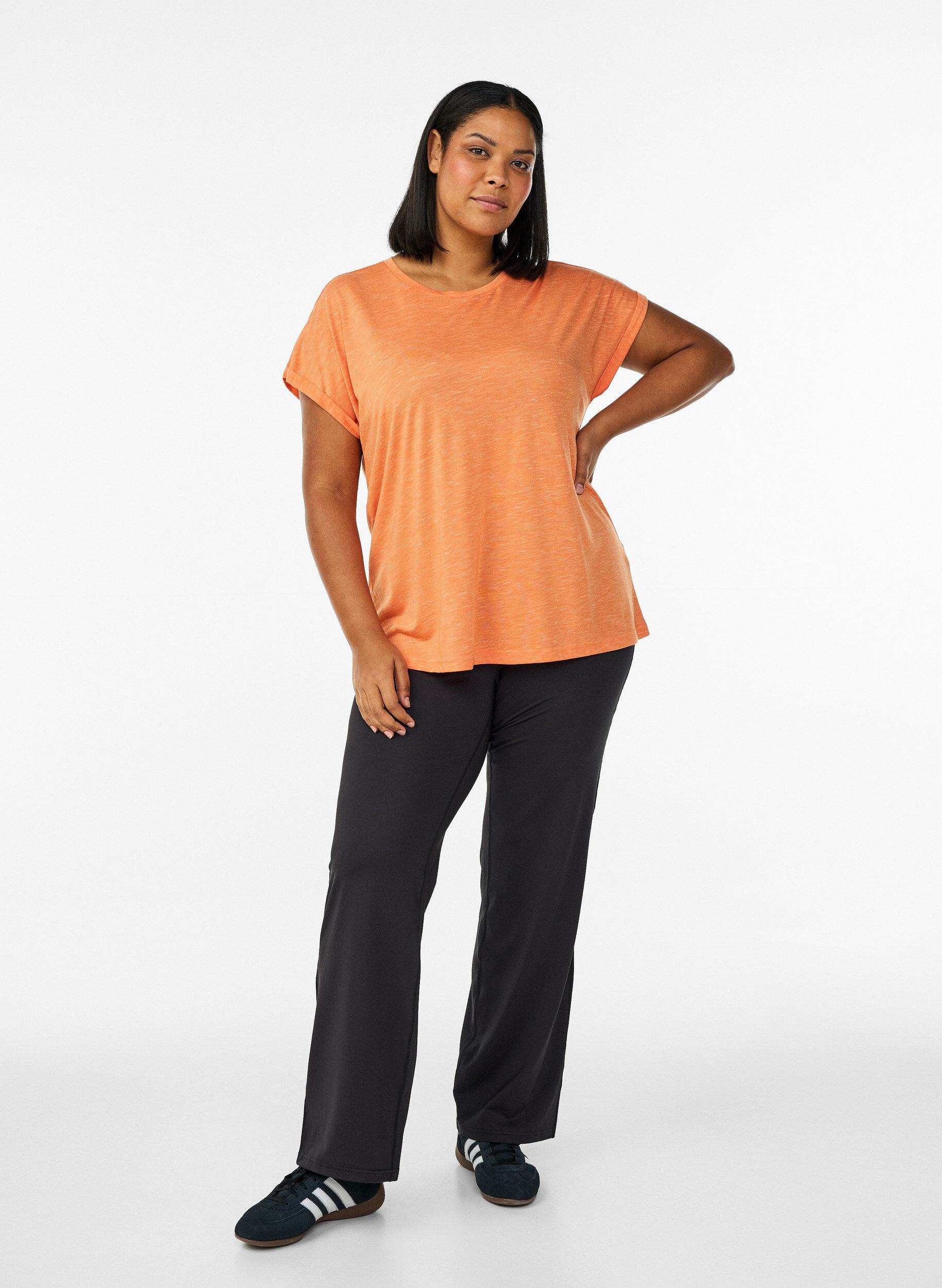 ZizzifashionLoose workout t-shirt with short sleeves, Coral, Model image number 1