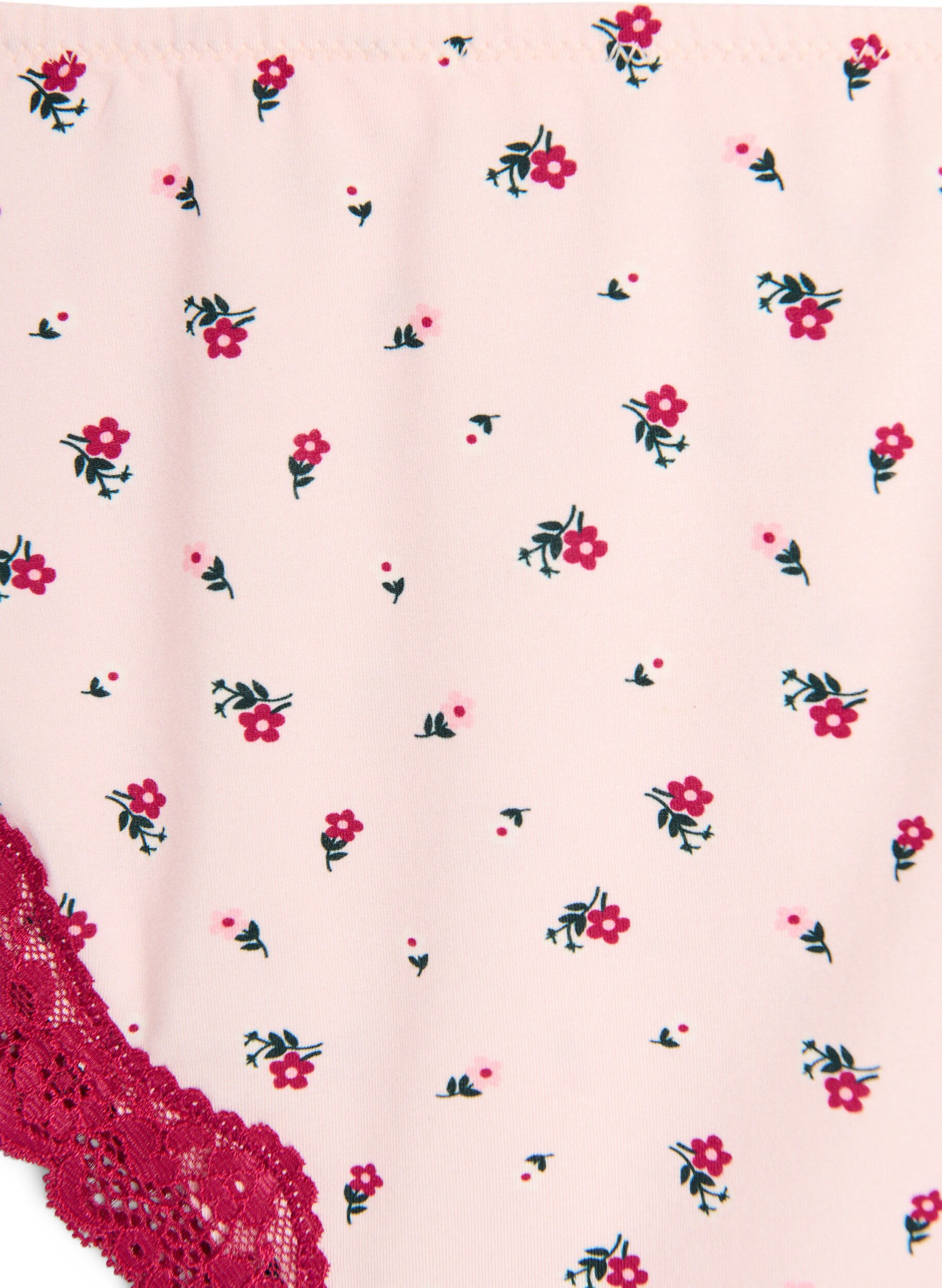 Zizzifashion Brazilian panties with floral print and lace, Rose, Packshot image number 2