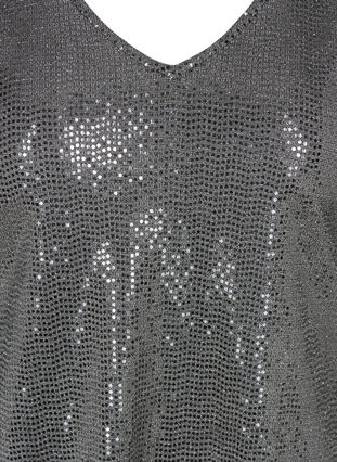 Sequined blouse with 3/4 length sleeves, Silver, Packshot image number 2