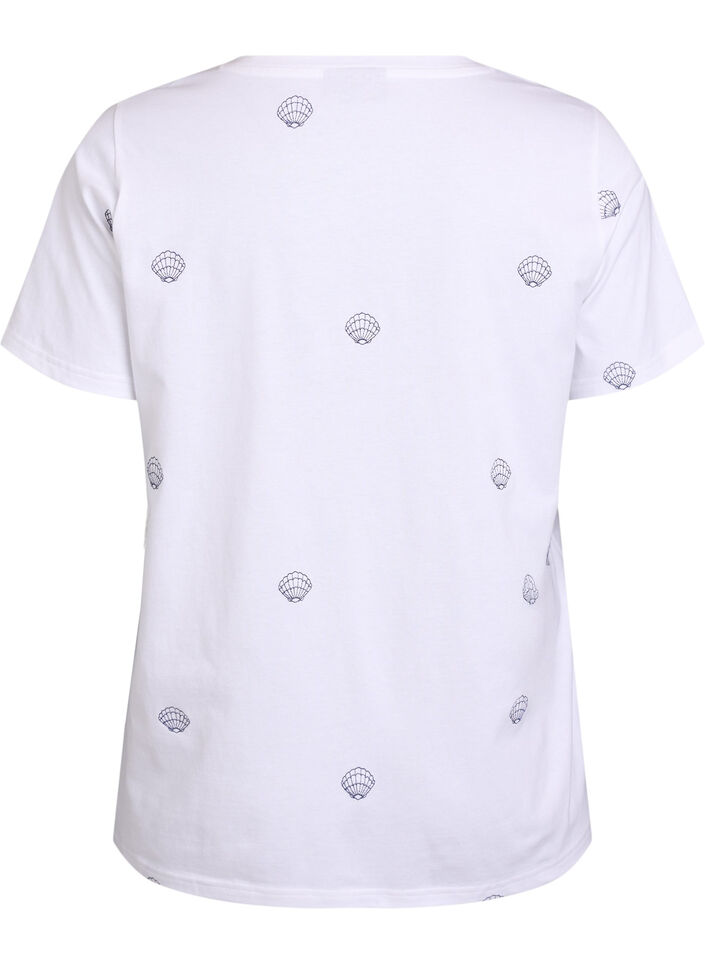 T-shirt in organic cotton with embroidered motifs, White, Packshot image number 1