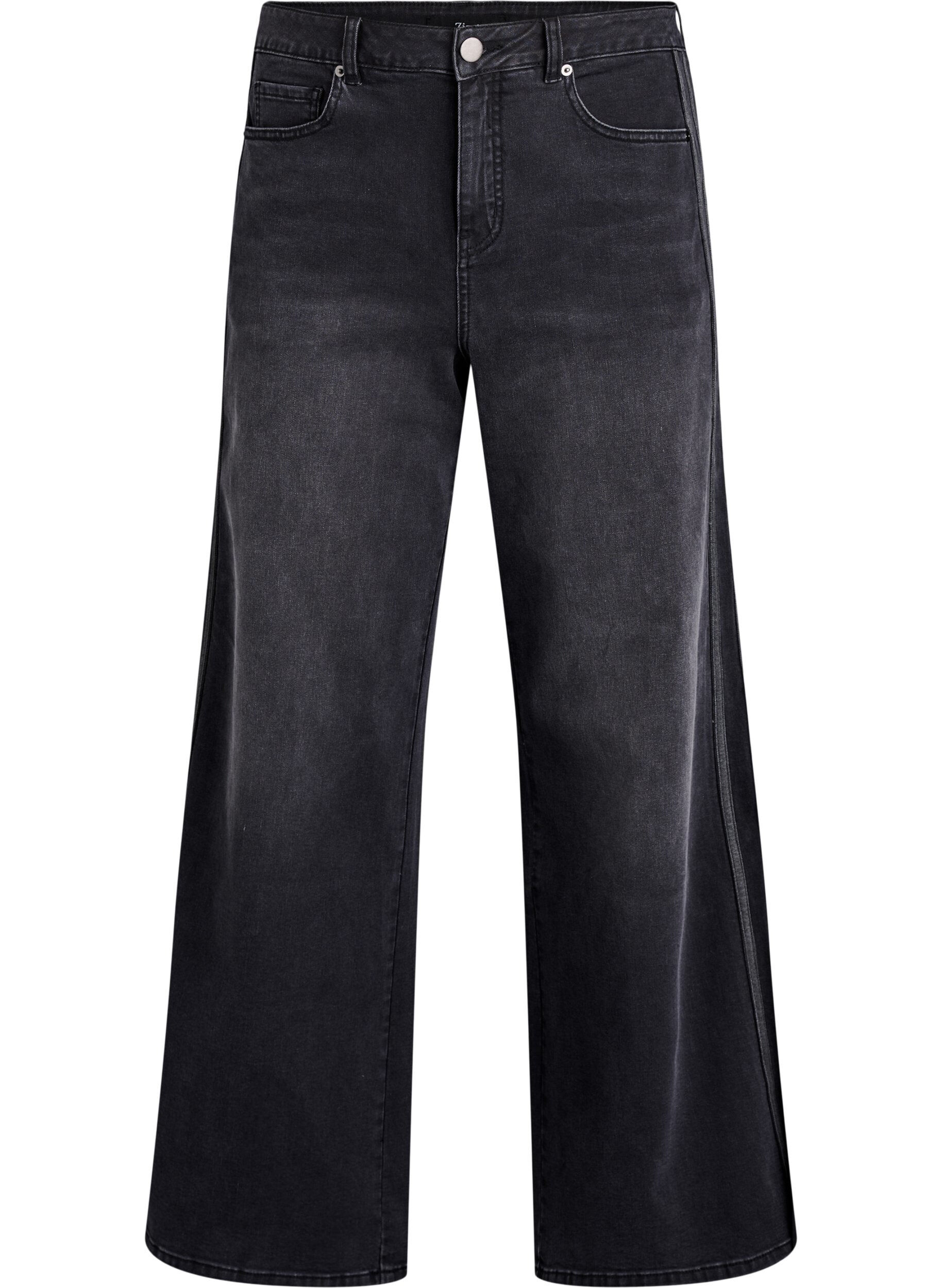 ZizzifashionWide fit jeans with vertical denim details, Dark Grey, Packshot image number 0