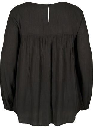 A-shape viscose blouse with lace, Black, Packshot image number 1