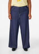 Denim-look trousers with contrast stitching, Blue, Model image number 2