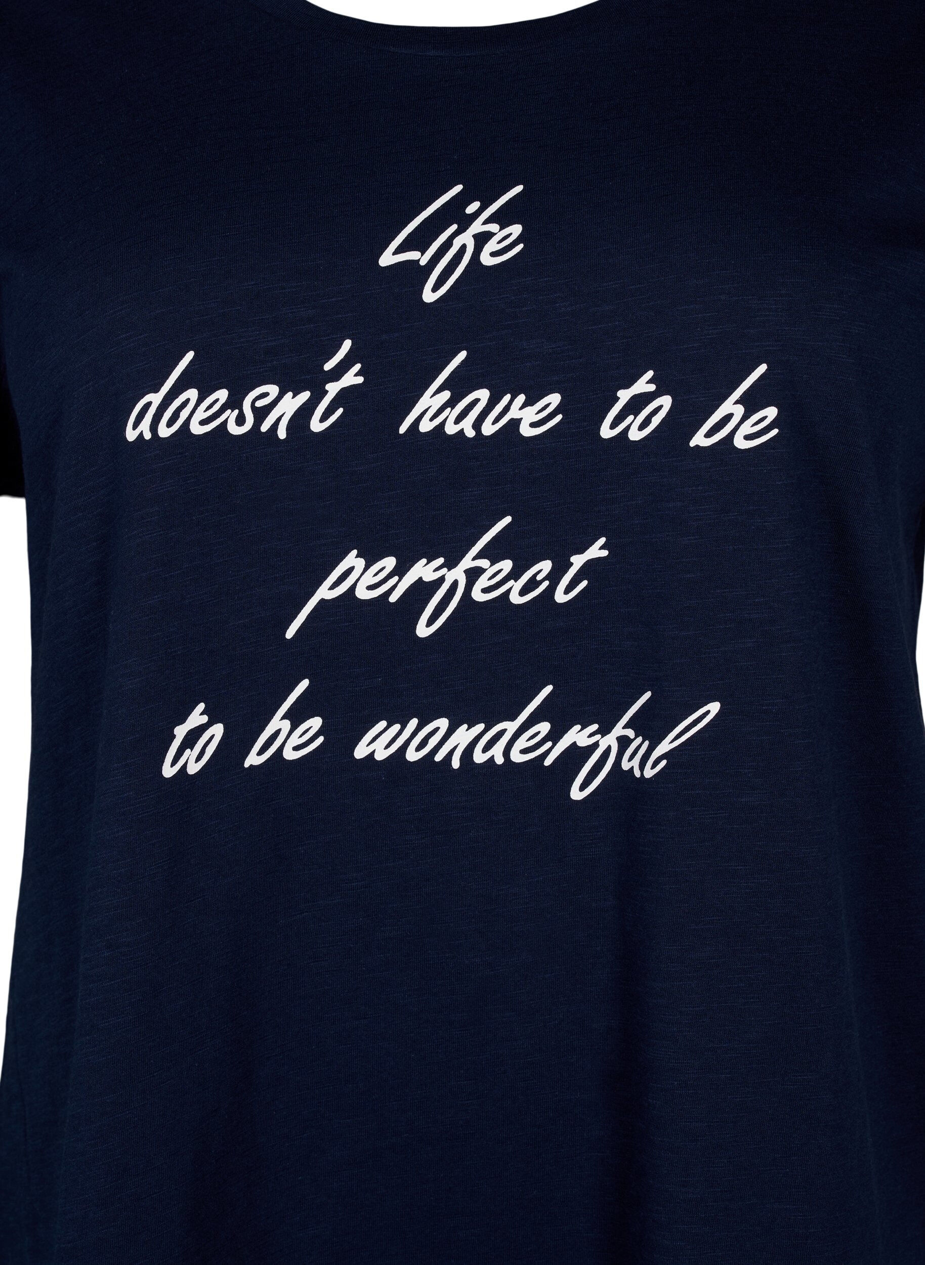 Zizzifashion Printed T-shirt in organic cotton, N.Sky w. White Print, Packshot image number 2