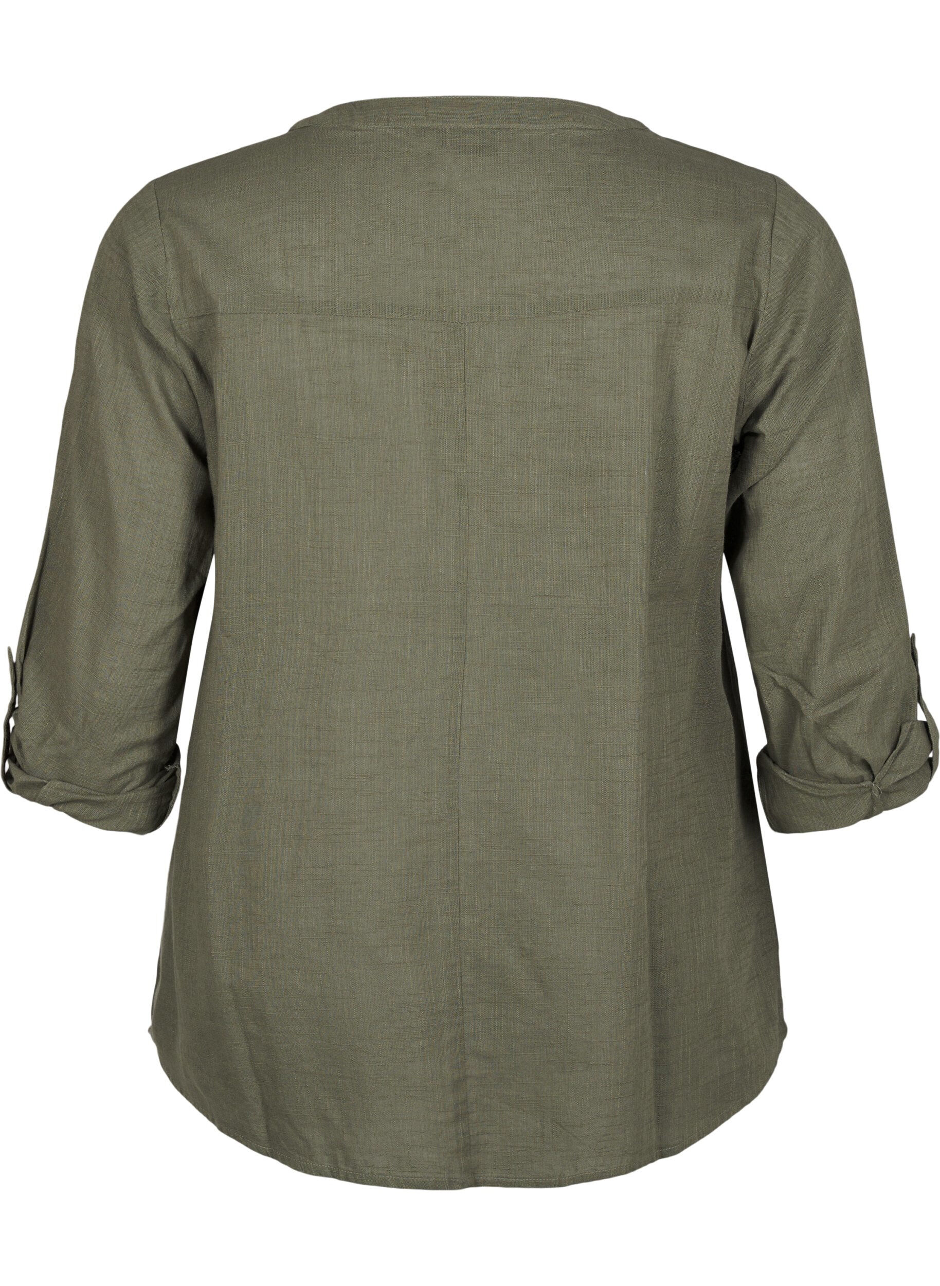Zizzifashion Cotton shirt blouse with a v-neck, Green, Packshot image number 1