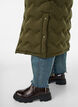 Long hooded puffer jacket with a wave pattern, Green, Model image number 3