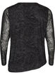 Mesh blouse with paisley print and asymmetrical hem, Black, Packshot image number 1