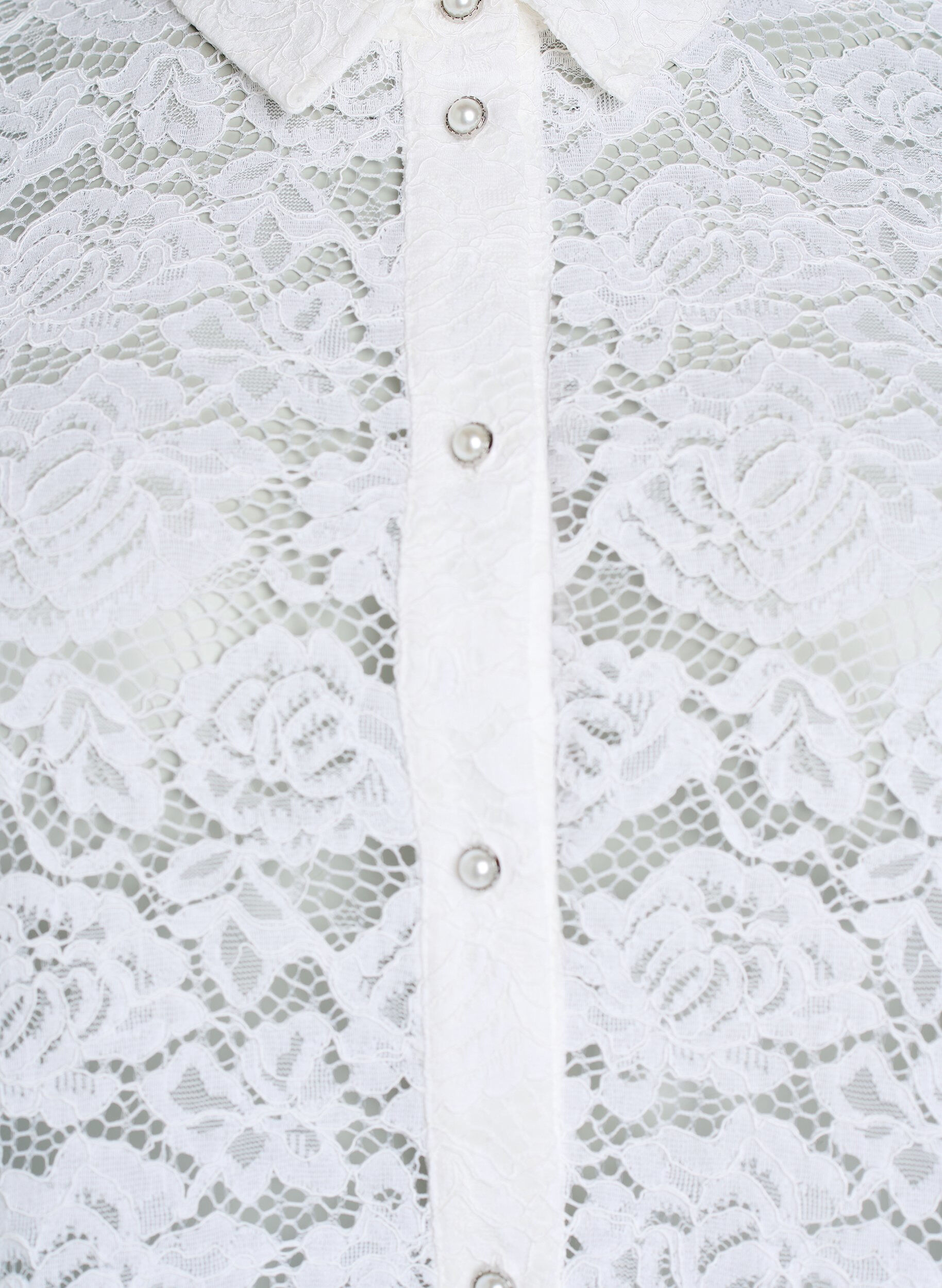 Zizzifashion Lace shirt blouse with pearl buttons, White, Packshot image number 2