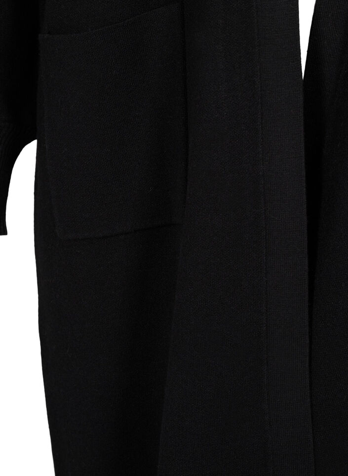 Long knitted cardigan with pockets, Black, Packshot image number 3