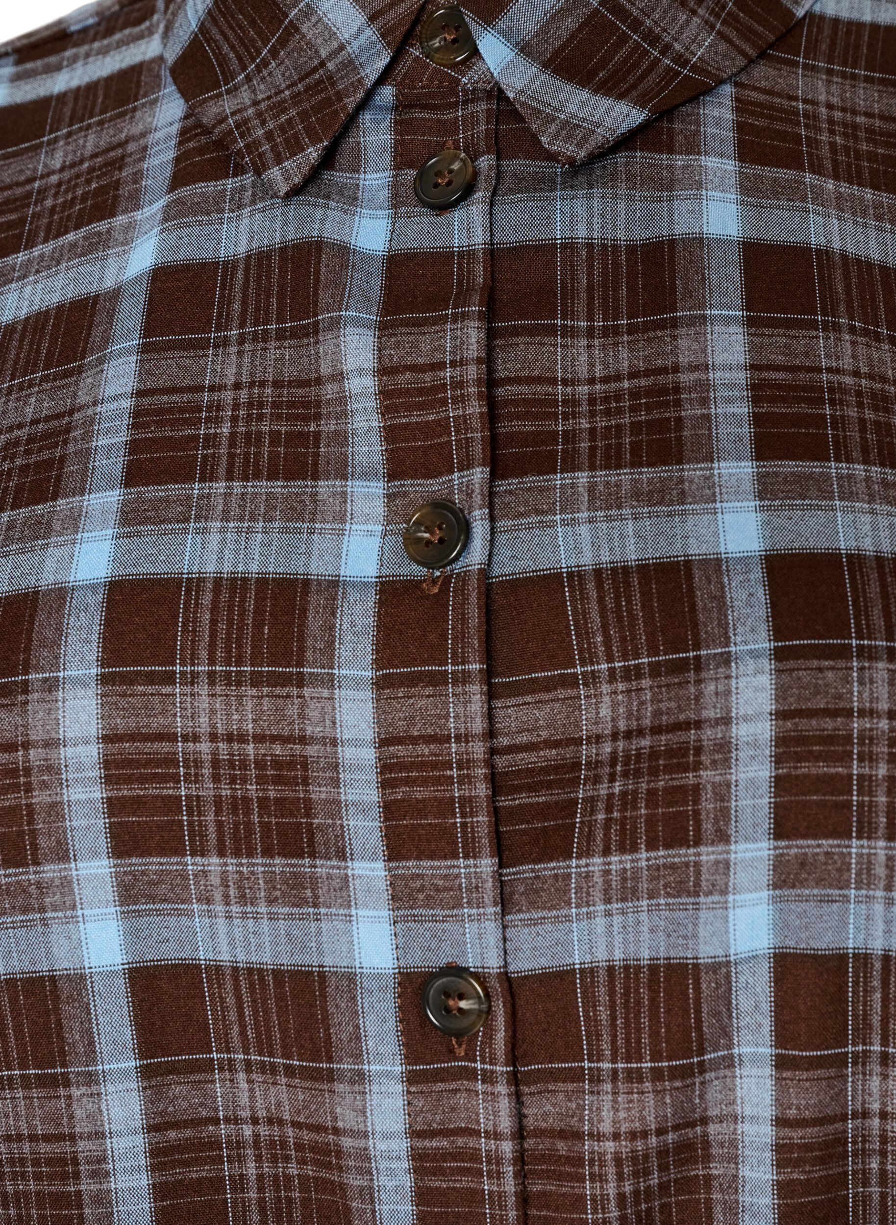 ZizzifashionKnee-length shirt dress with a checked pattern, Brown, Packshot image number 2
