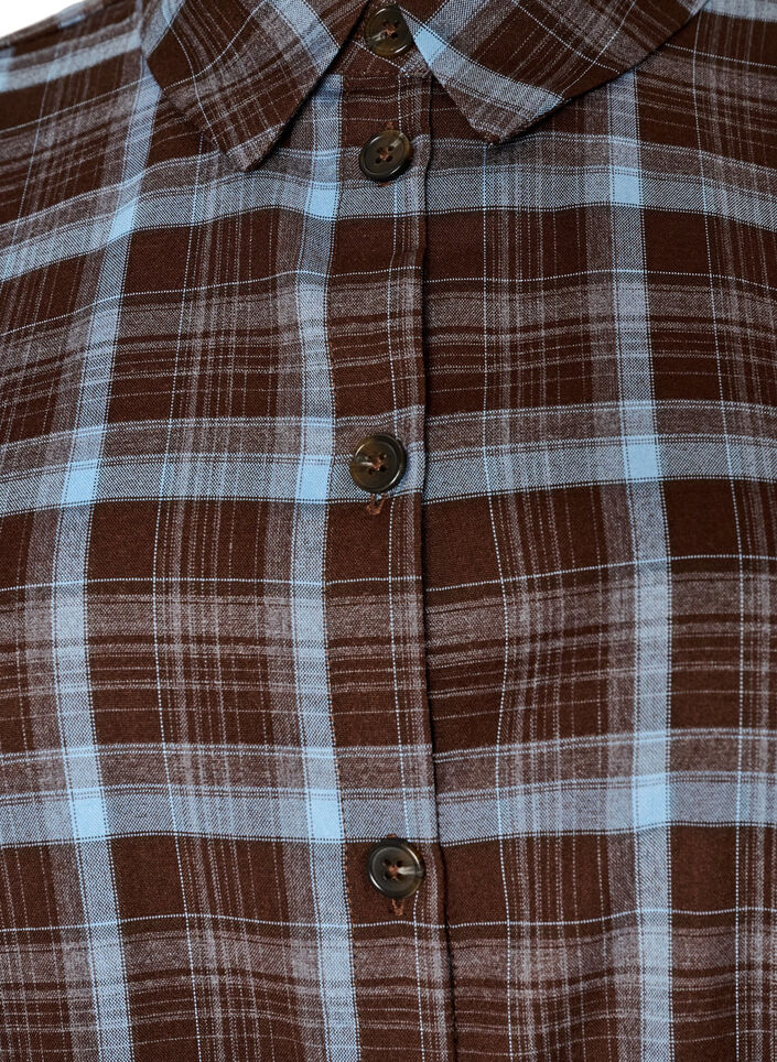 Knee-length shirt dress with a checked pattern, Brown, Packshot image number 2
