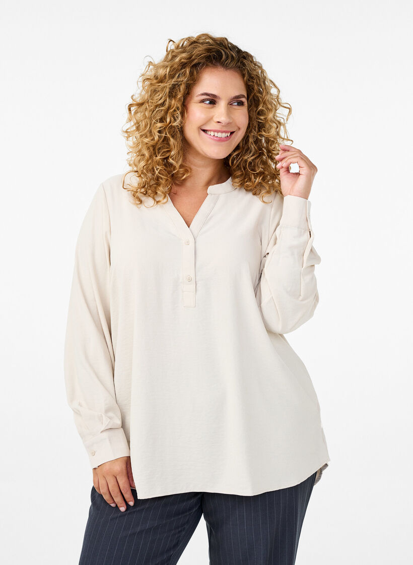 FLASH - Shirt blouse with long sleeves, Beige, Model image number 0